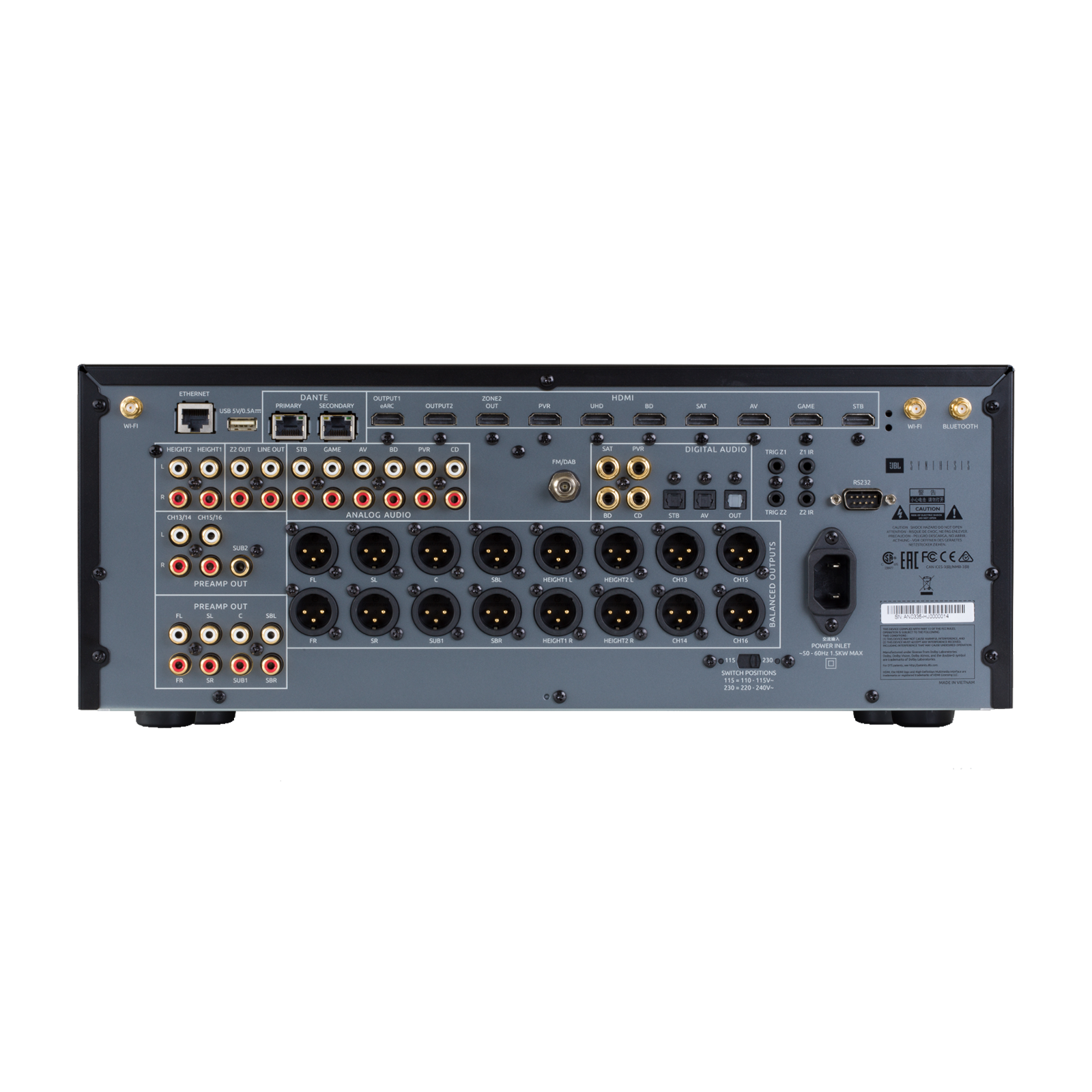 SDP-58 - Black - 16-channel Immersive Surround Sound AV Preamplifier - Back
